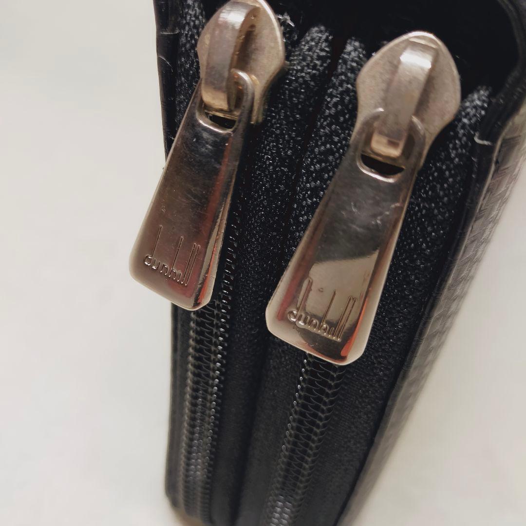 美品 ダンヒル レザー ラウンドファスナー オーガナイザー 財布 ブラック