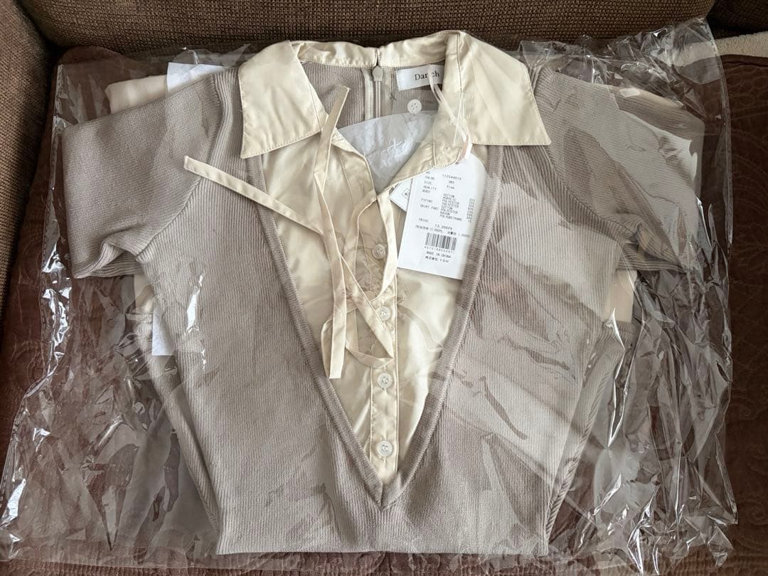 新品未使用　シャツドッキングプリーツミニワンピース　FREE size GRY