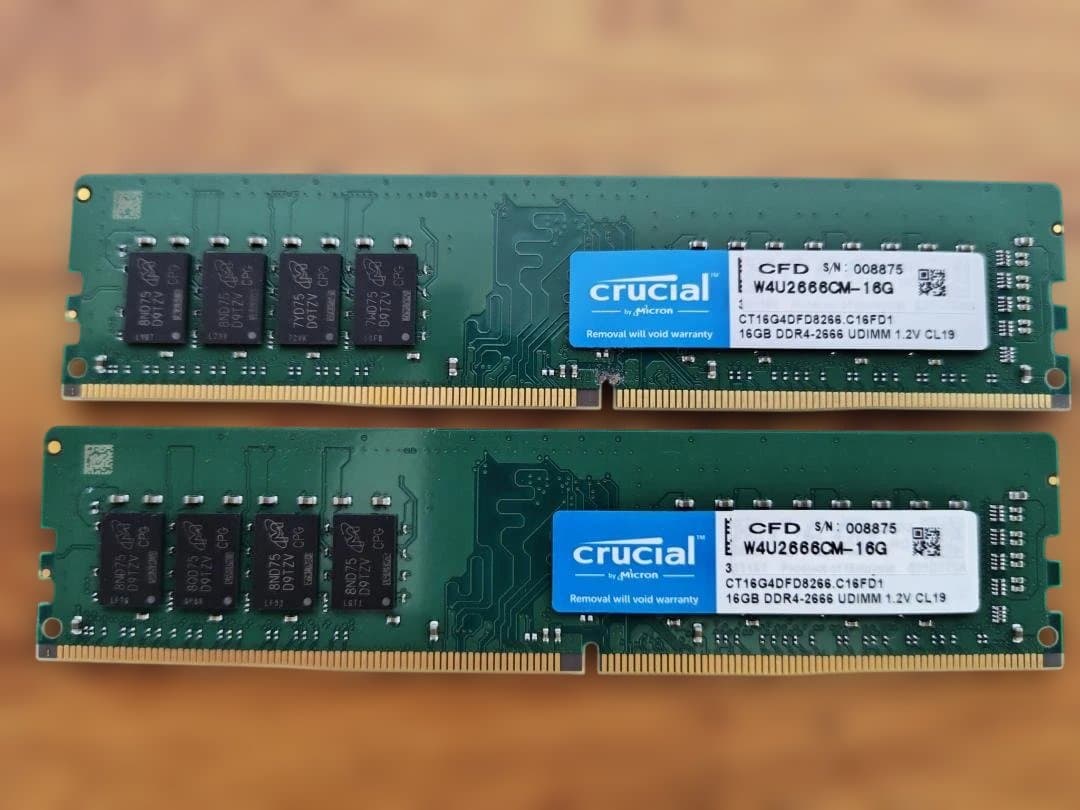 Crucial 16GB 2枚セット DDR4-2666