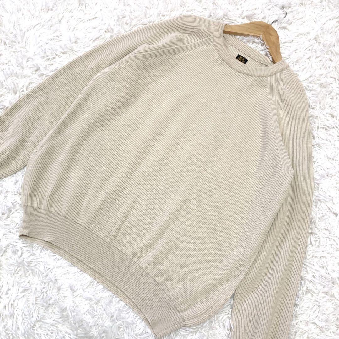 BATONER ラグランスリーブ　リブ　ニット　セーター　ベージュ ウール 1