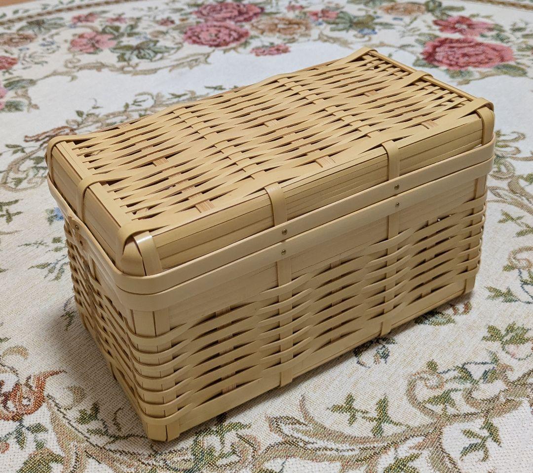 おしろ角物店　竹製 蓋付きバスケット（マスクケース）