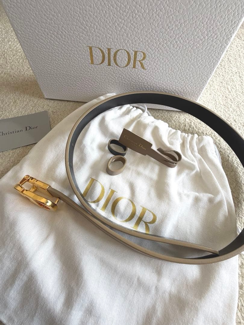 【美品❣️】ディオールモンテーニュリバーシブルベルト80㎝2㎝幅 グレージュ黒