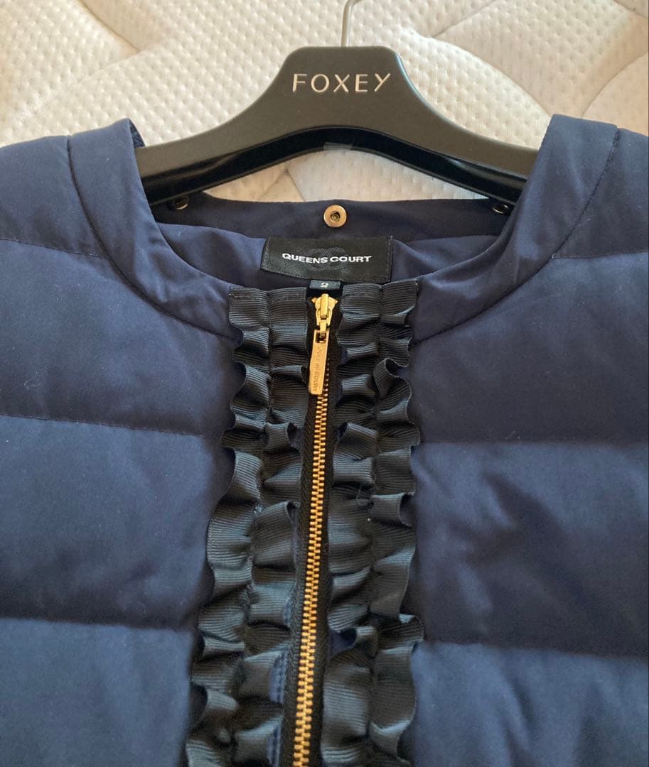 QUEENS COURT 2way ネイビー ダウンジャケット フリル付き