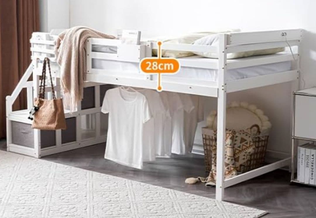 マロン様★天然木 白 ロフトベッド 二段ベッド 美品 関東地方限定