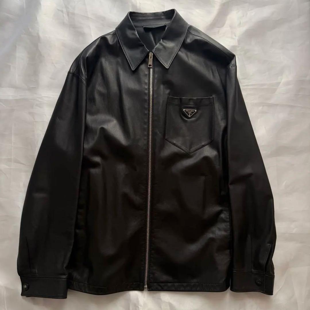 PRADA 21AW レザージップアップ ブルゾン ジャケット 46