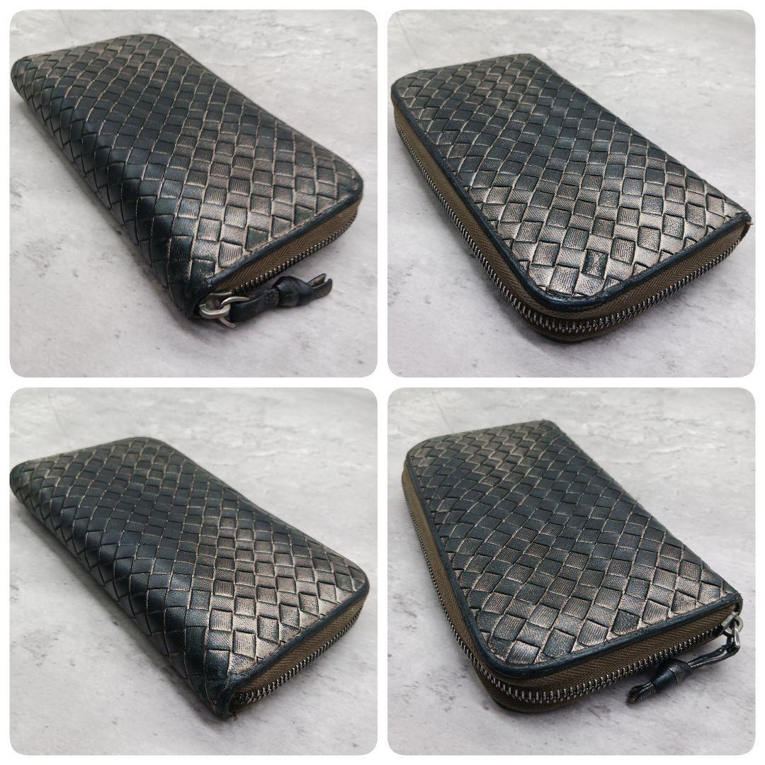 ✨美品✨ ボッテガヴェネタ イントレチャートラウンドジップ 長財布 黒 金