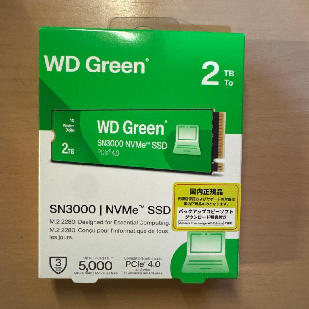 内蔵型SSD WD Green SN3000 NVMe SSD 2TB M.2 2280