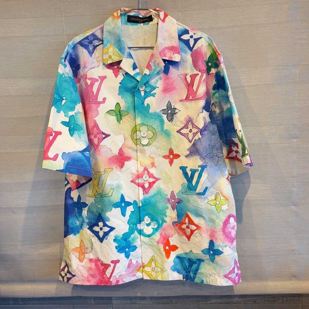 極美品 2021SS ルイヴィトン マルチカラーウォーターカラーシャツ M