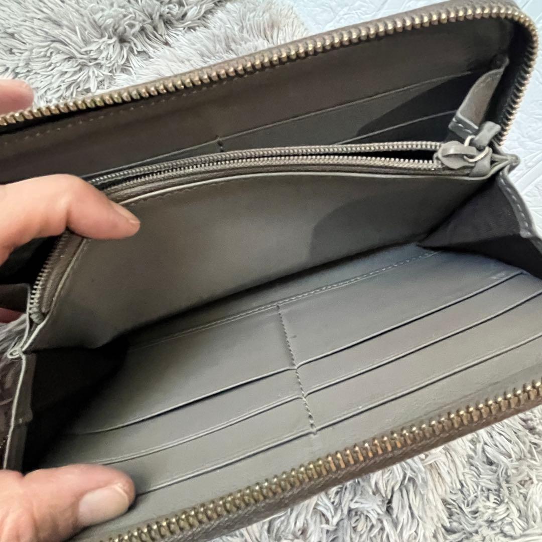 GUCCI マイクロシマ　ラウンドファスナー　グレー　長財布　メンズ　レディース
