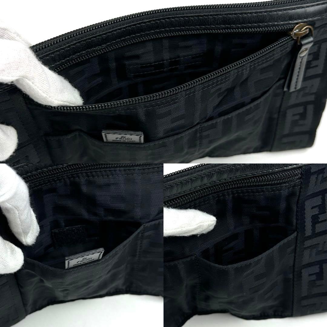 専用■フェンディ ズッカ柄 ボディバッグ FF キャンバス レザー ブラック