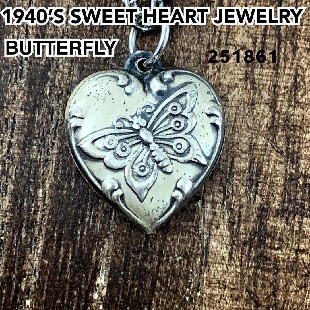 スウィートハートジュエリーバタフライ蝶 シルバーヴィンテージネックレス NAVY