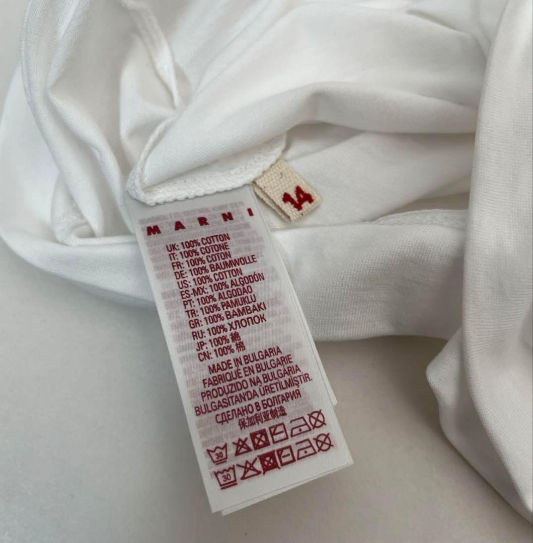 MARNI ホワイト Tシャツ ロゴ入り 半袖 キッズ 14Y