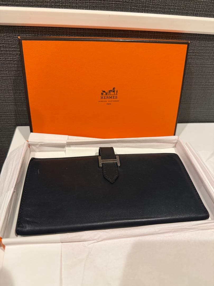 【正規品】HERMES ブラック 長財布 べアン