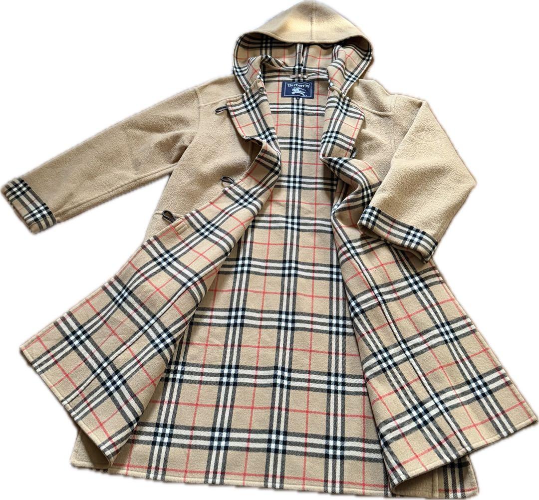 バーバリーズ ロングダッフルコート カシミヤ ダブルフェイス ノバチェック 38