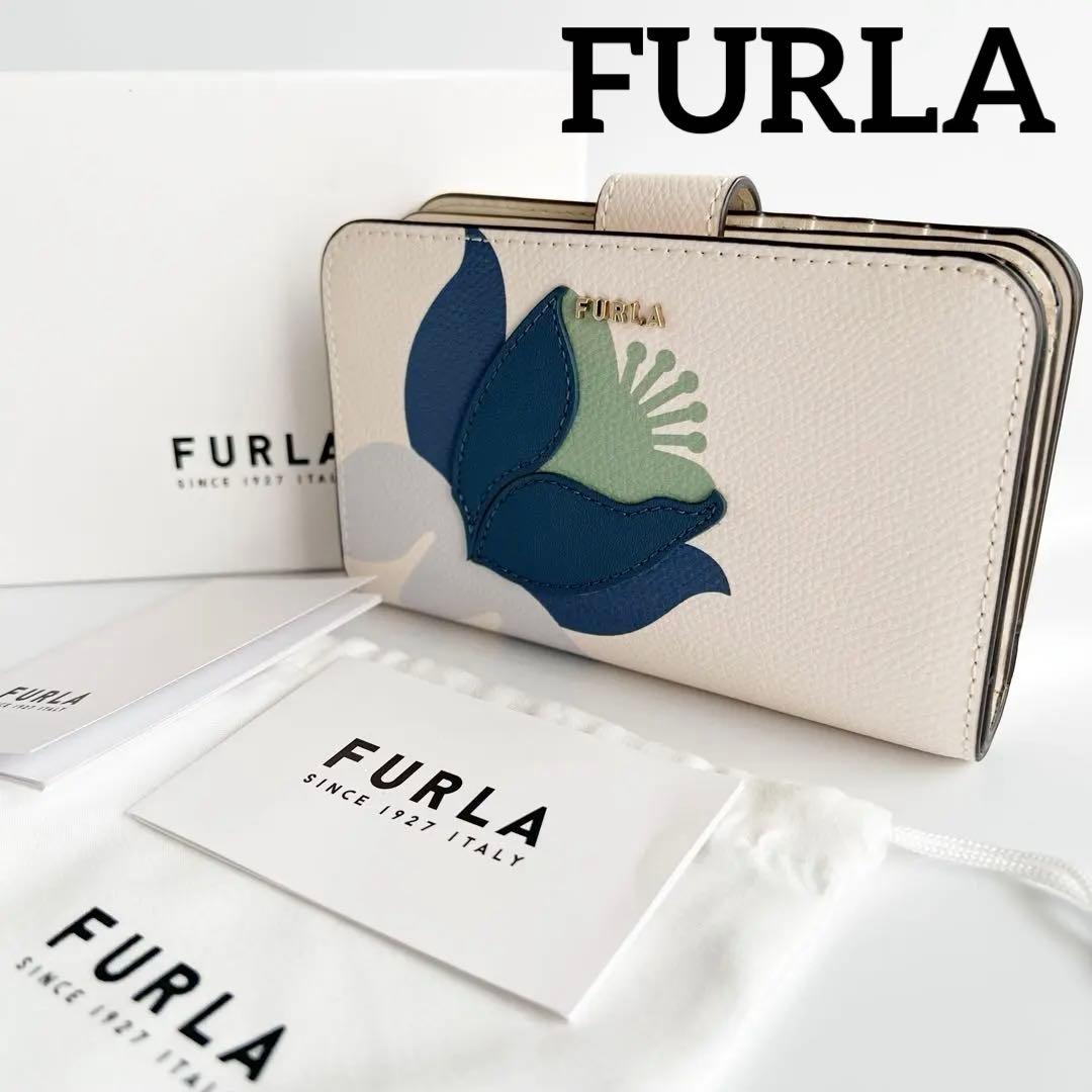 新品 未使用　FURLA　フルラ　二つ折り財布　バビロン　フラワー　花柄