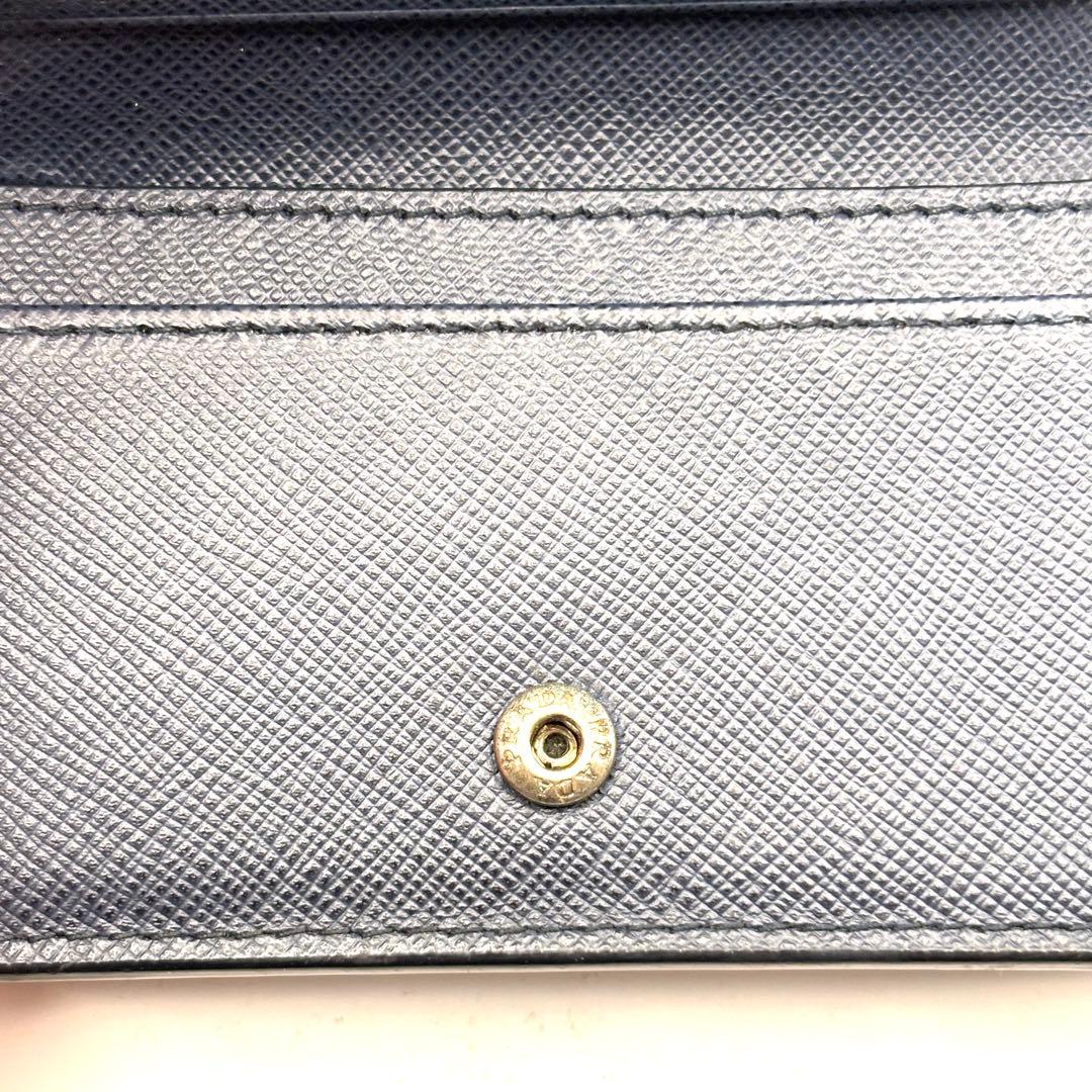 プラダ カードケース 名刺入れ シルバーロゴ サフィアーノ レザー ネイビー