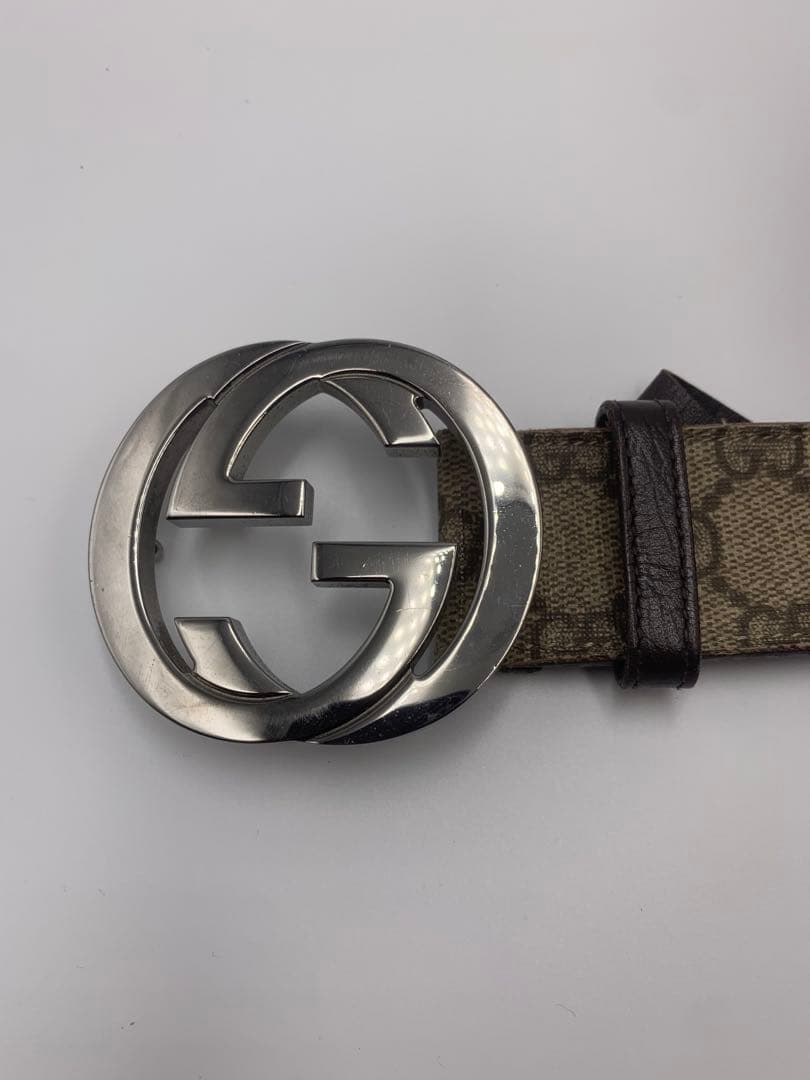 グッチ GUCCI レザー GG スプリーム ベルト シルバー金具