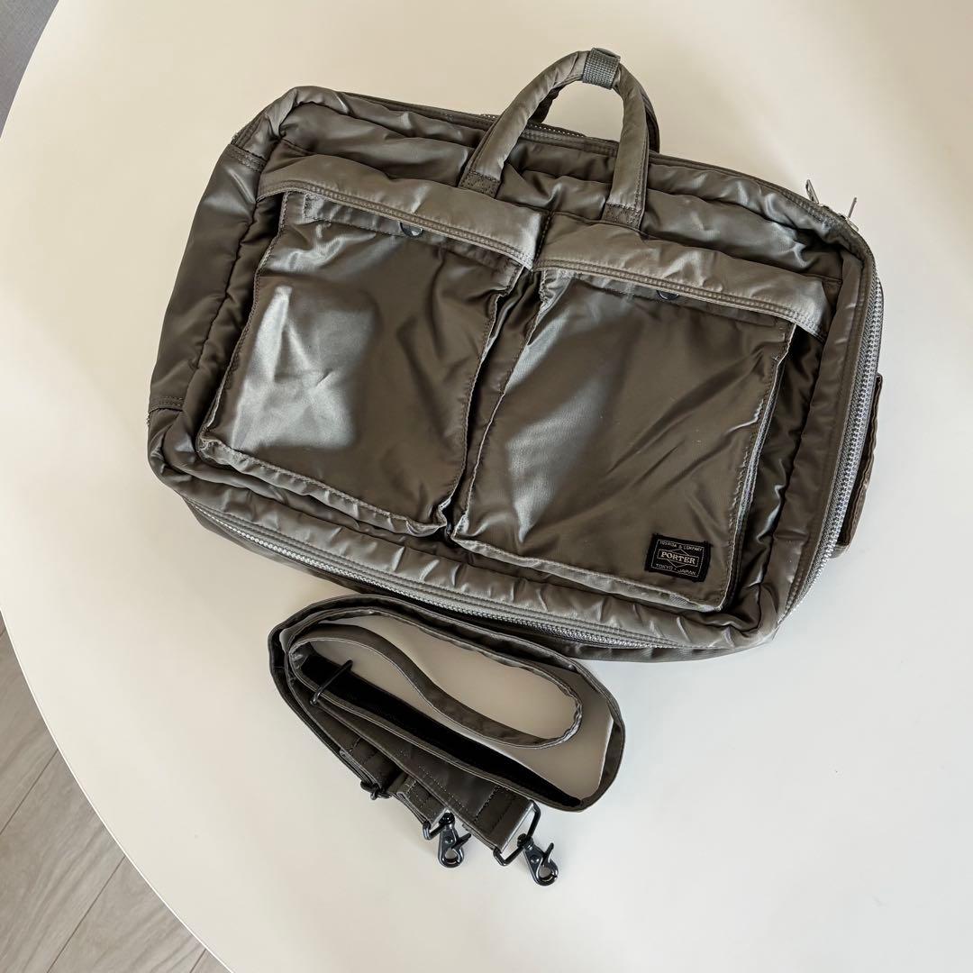 【美品】ポーター タンカー 3way ブリーフケース シルバーグレー