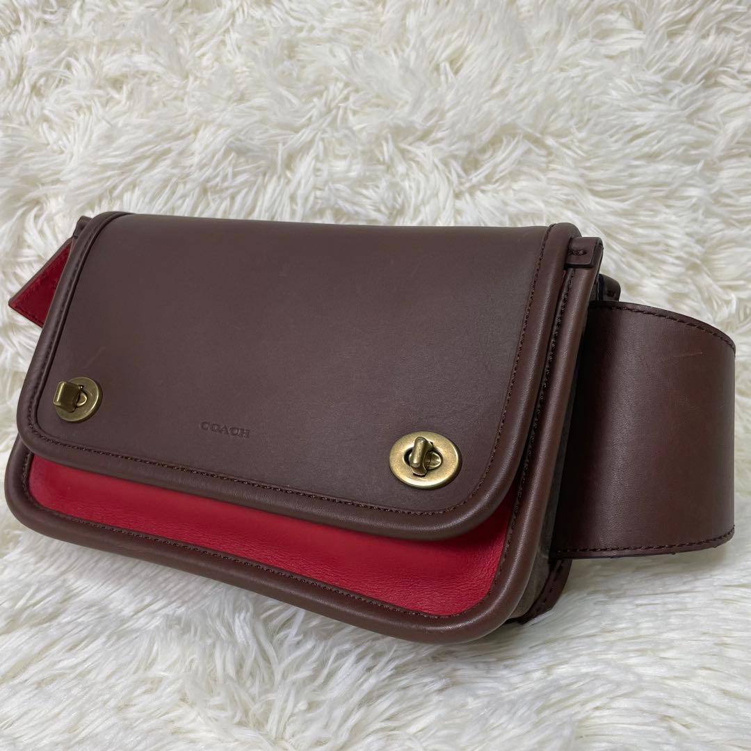 COACH コーチ ボディバッグ 70989 レザー ブラウン レッド レガシー