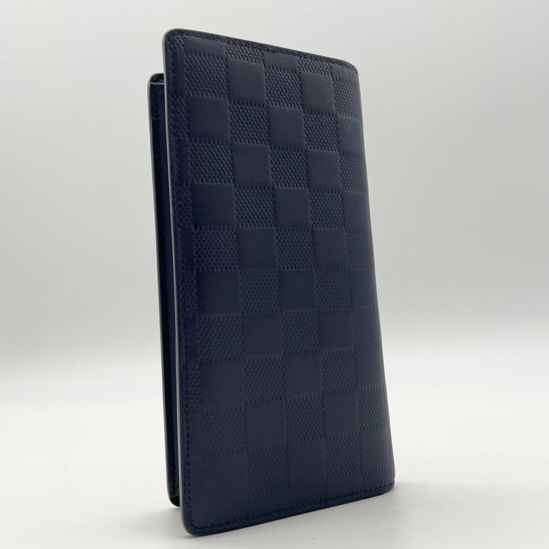 【美品 鑑定済】ルイヴィトン ポルトフォイユ ブラザ ダミエ アンフィニ 濃紺