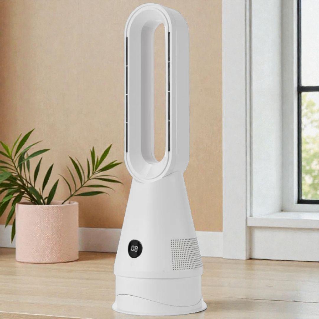 冷暖タワーファン ホワイト DCモーター搭載 空気清浄機能 80°自動首振り