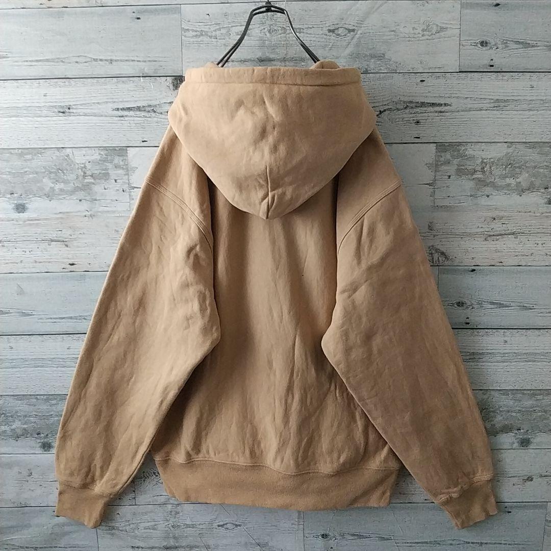 人気☆ステューシー 刺繍 センターロゴ ショーンフォント パーカー L ベージュ