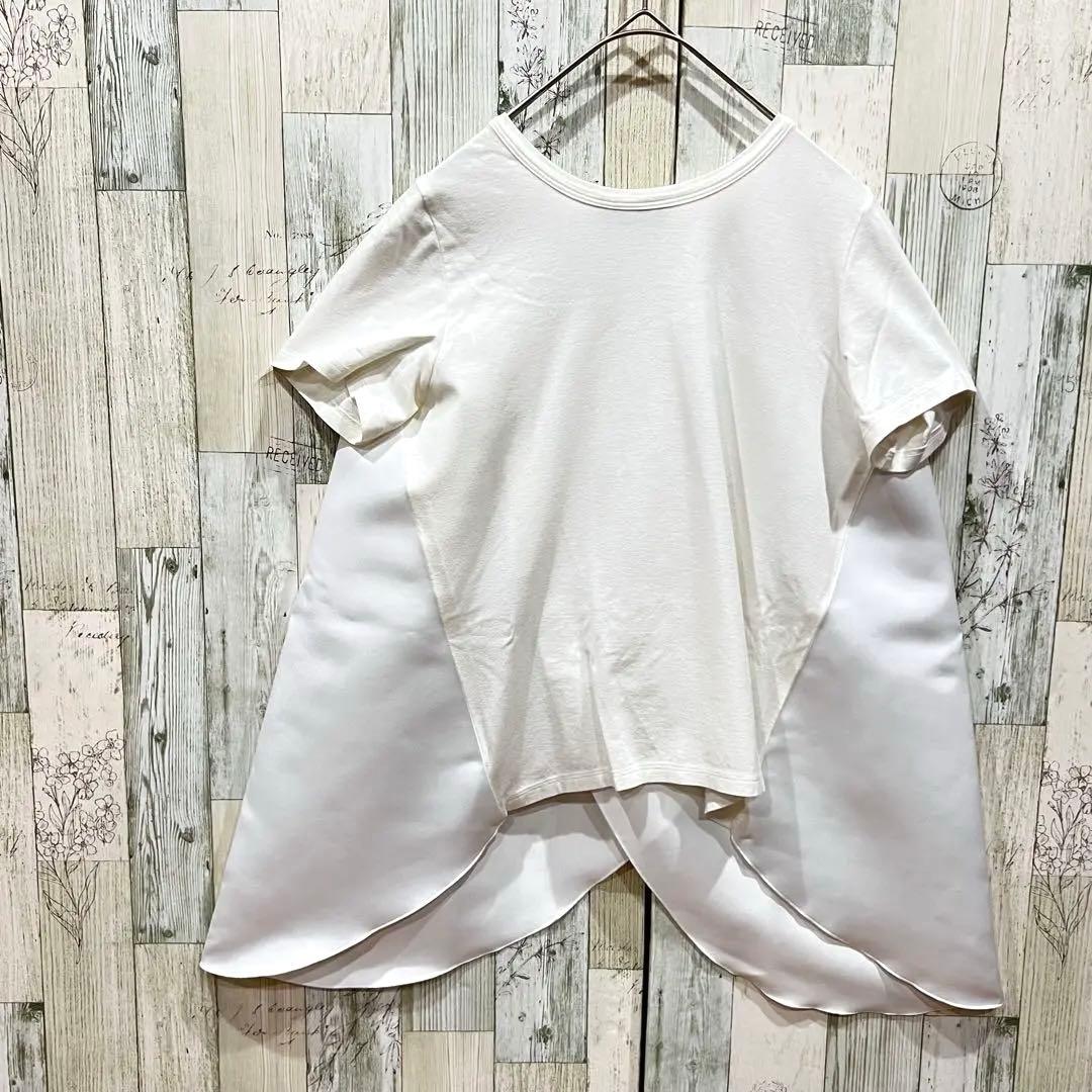 極美品　ヨーコチャン　トップス　38 ドッキング　フリル　白　ホワイト