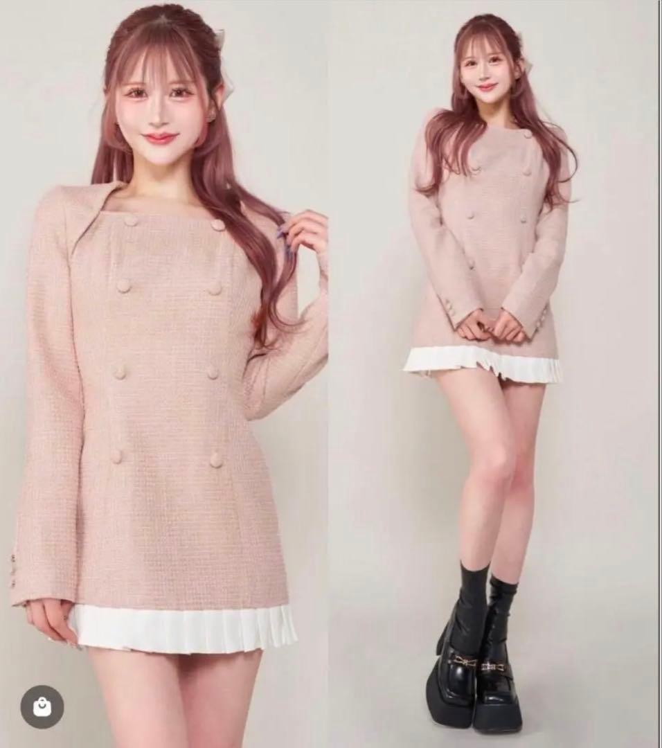 darich プリーツドッキングツイードミニワンピース