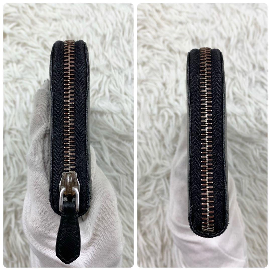 【✨美品✨】プラダ 三角ロゴ ラウンドジップ 長財布 サフィアーノ ブラック