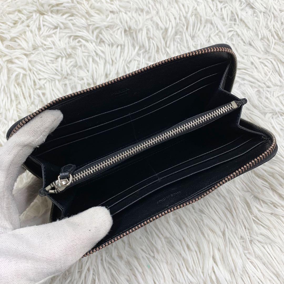 【✨美品✨】プラダ 三角ロゴ ラウンドジップ 長財布 サフィアーノ ブラック