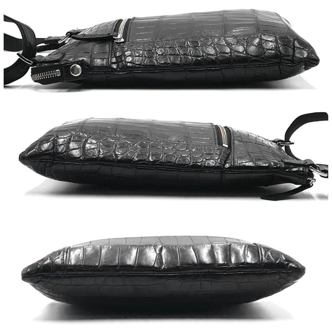 定価25万!!! JRA公認 マットクロコ ショルダーバッグ センター取り 黒