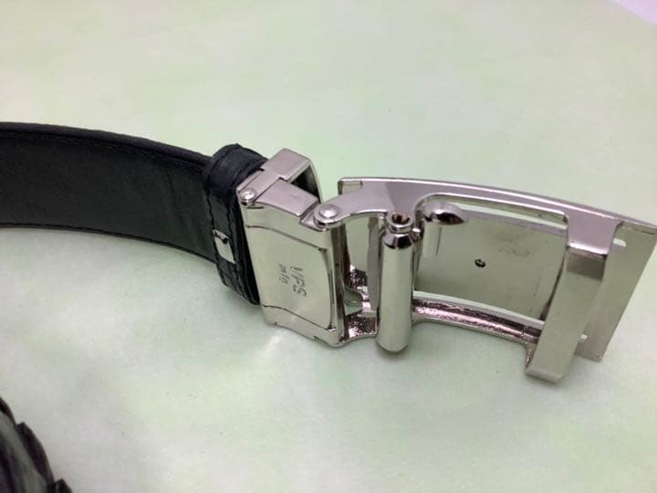 shinゴダン クロコダイル 本革ブラックメンズベルト