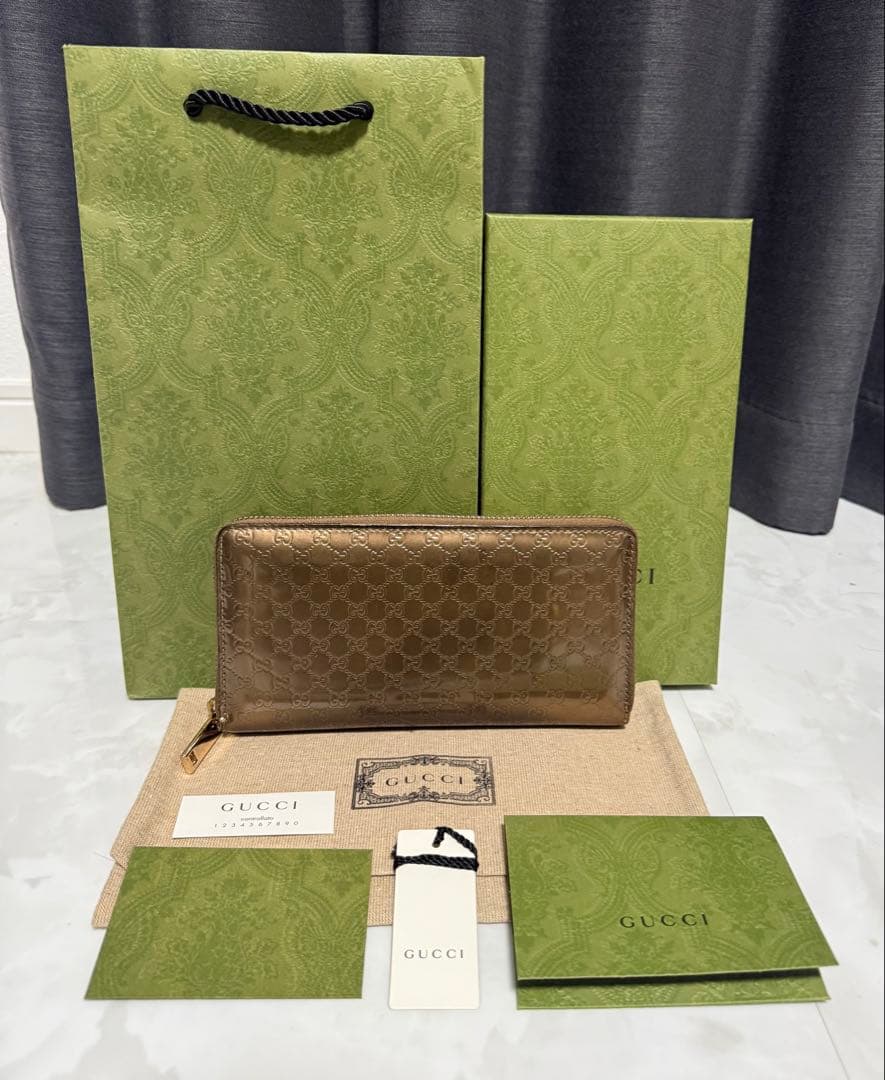 極美品‼️ GUCCI 長財布 グッチ ラウンドファスナー レザー