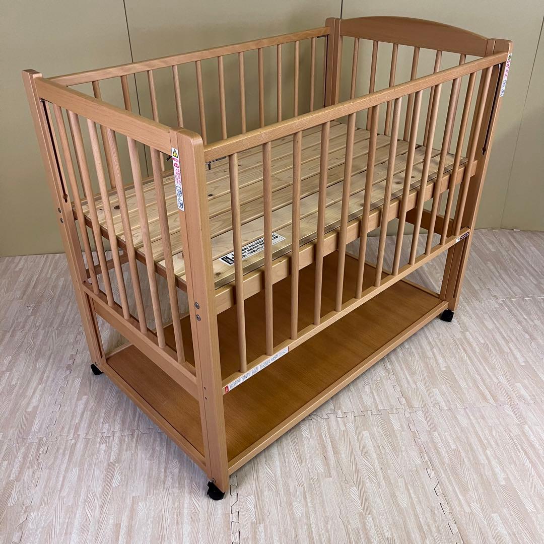 ☆除菌清掃済☆　美品　日本製　サワベビー　ハイタイプ　すのこ床板　3面スライド