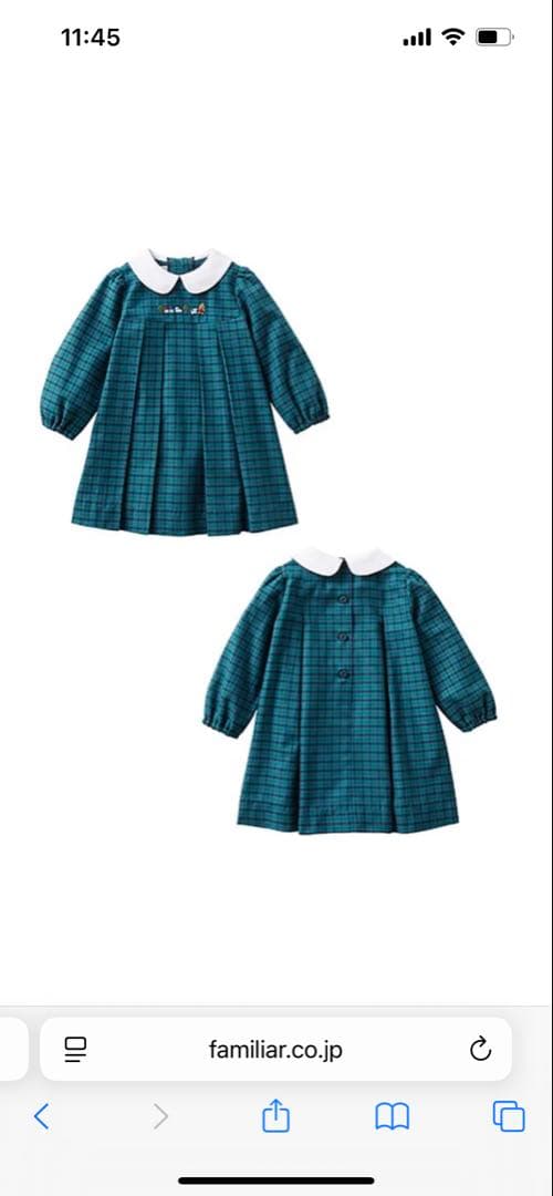 familiar ファミリア　現行品　ファミリアチェックワンピース