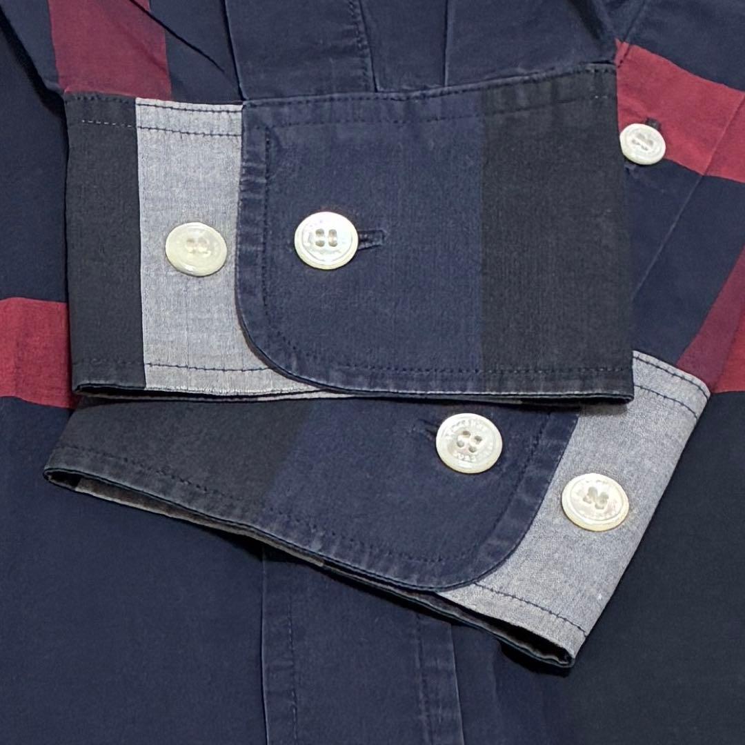 美品 バーバリー 長袖シャツ ノバチェック メガチェック メンズ ネイビー M