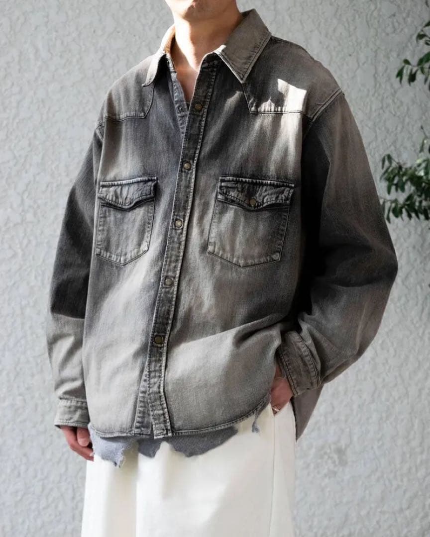 【ANCELLM】DENIM Western SHIRT - Black 2