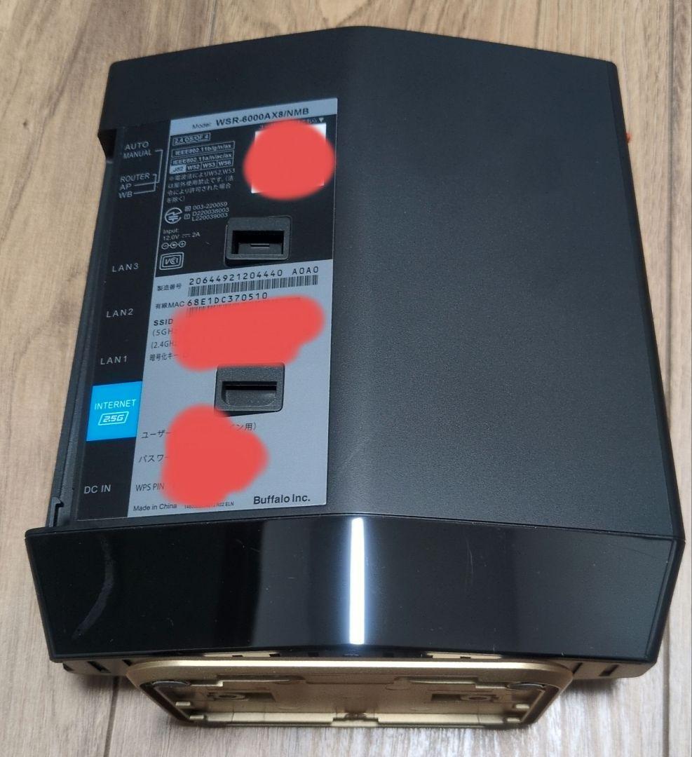 [中古]Buffalo WSR-6000AX8/NMB　Wi-Fiルーター