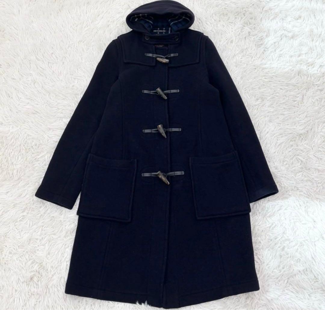 グローバーオール ダッフルコート ロング丈 チェック ネイビー M