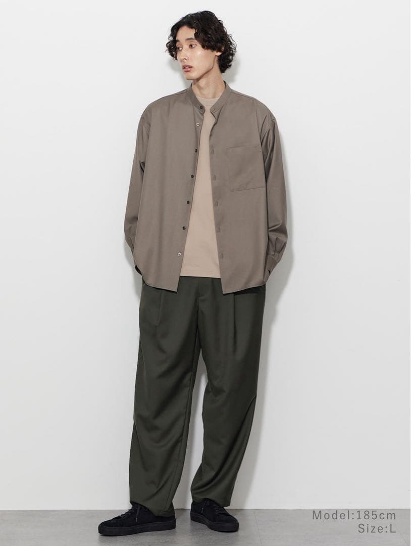 新品 PLST レーヨンブレンドバンドカラーシャツ S プラステUNIQLO C