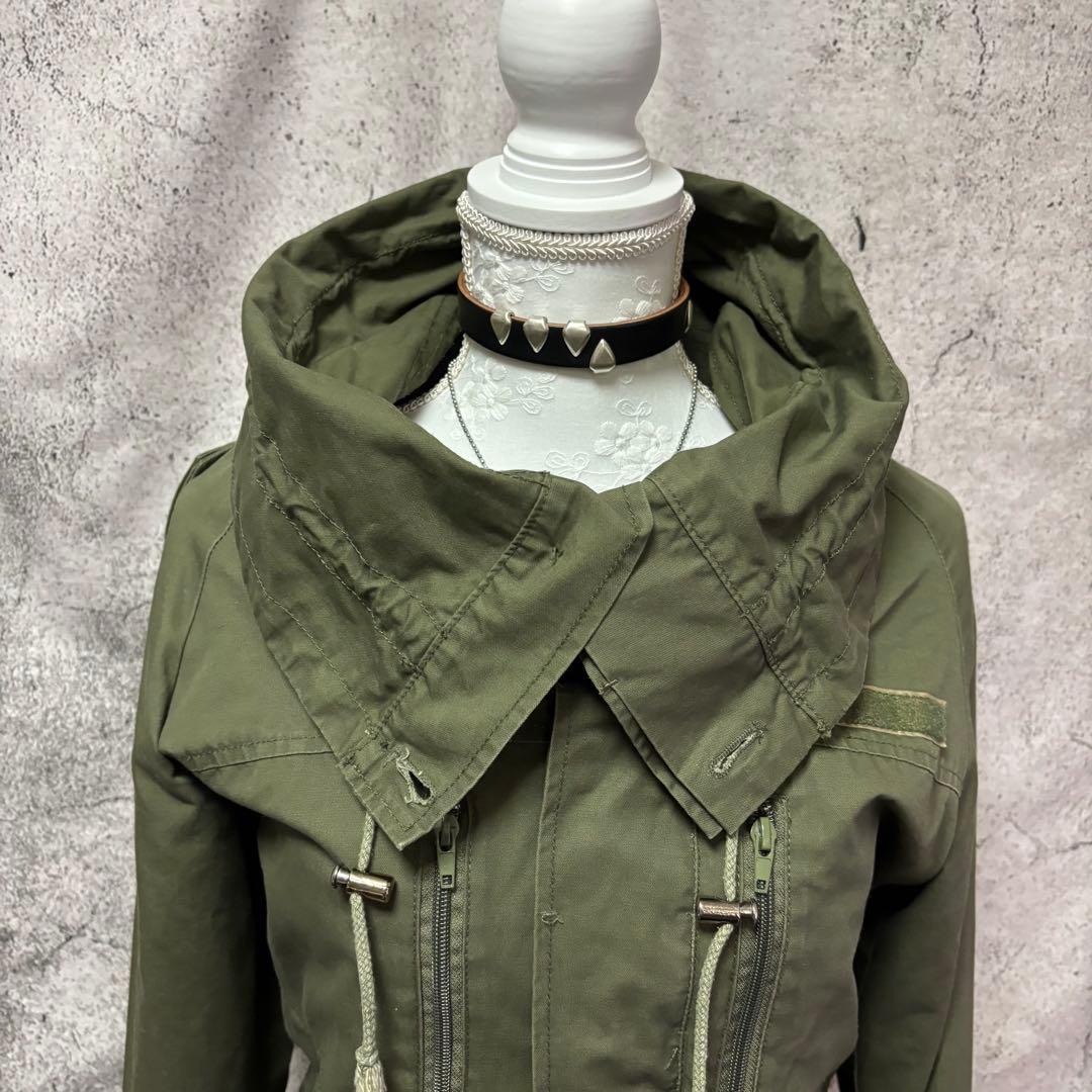 y2k00s 変形ミリタリージャケット　ネオグランジ　ギミック　リブ　ハイネック