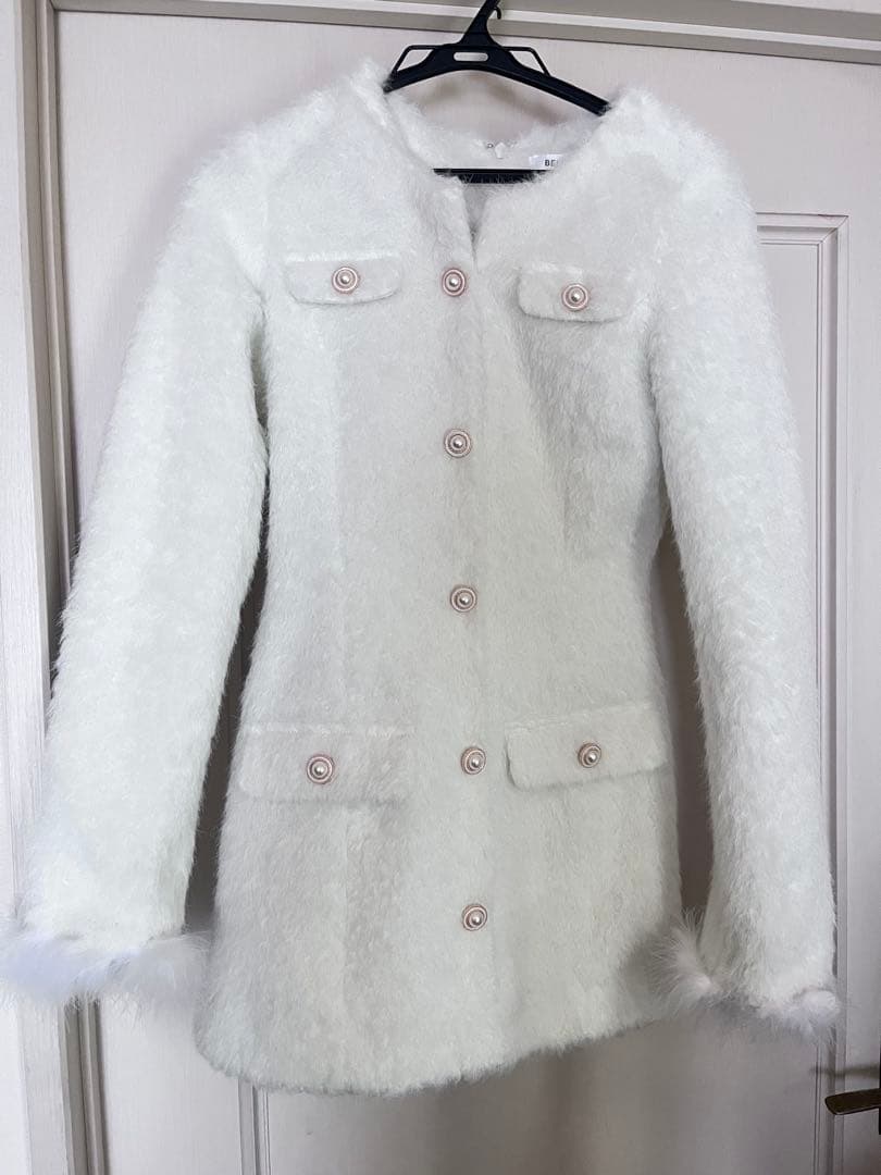 BELEAR MIMI フェザージャケットワンピース　ホワイト