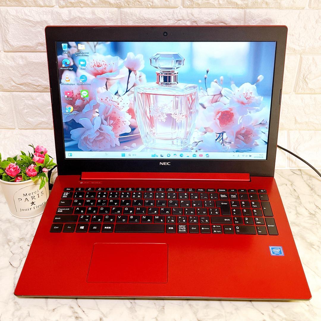 限定特価✨Windows11✨贅沢1TB✨すぐ使えるノートパソコン赤✨カメラ薄型