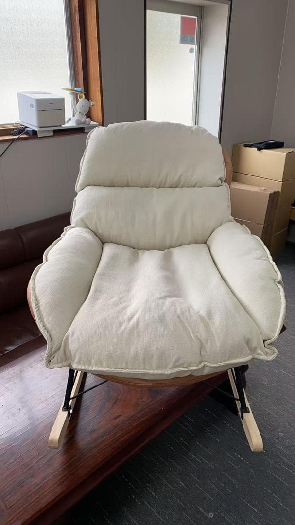 ベージュ*ブラウン ロッキングチェア 訳あり品　写真をご確認 SF15- ⑤