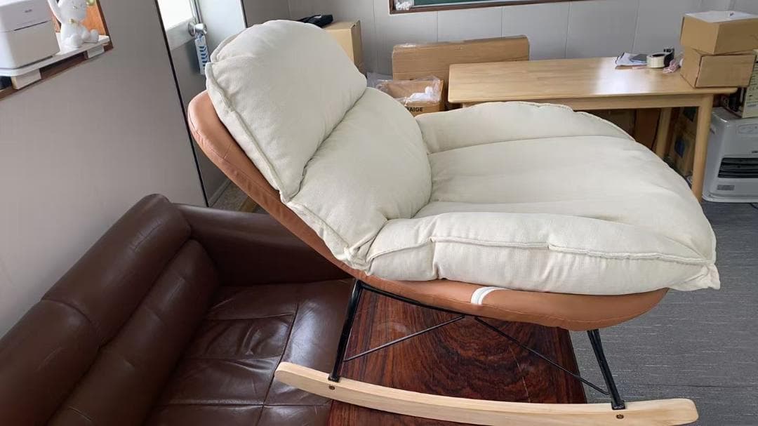 ベージュ*ブラウン ロッキングチェア 訳あり品　写真をご確認 SF15- ⑤