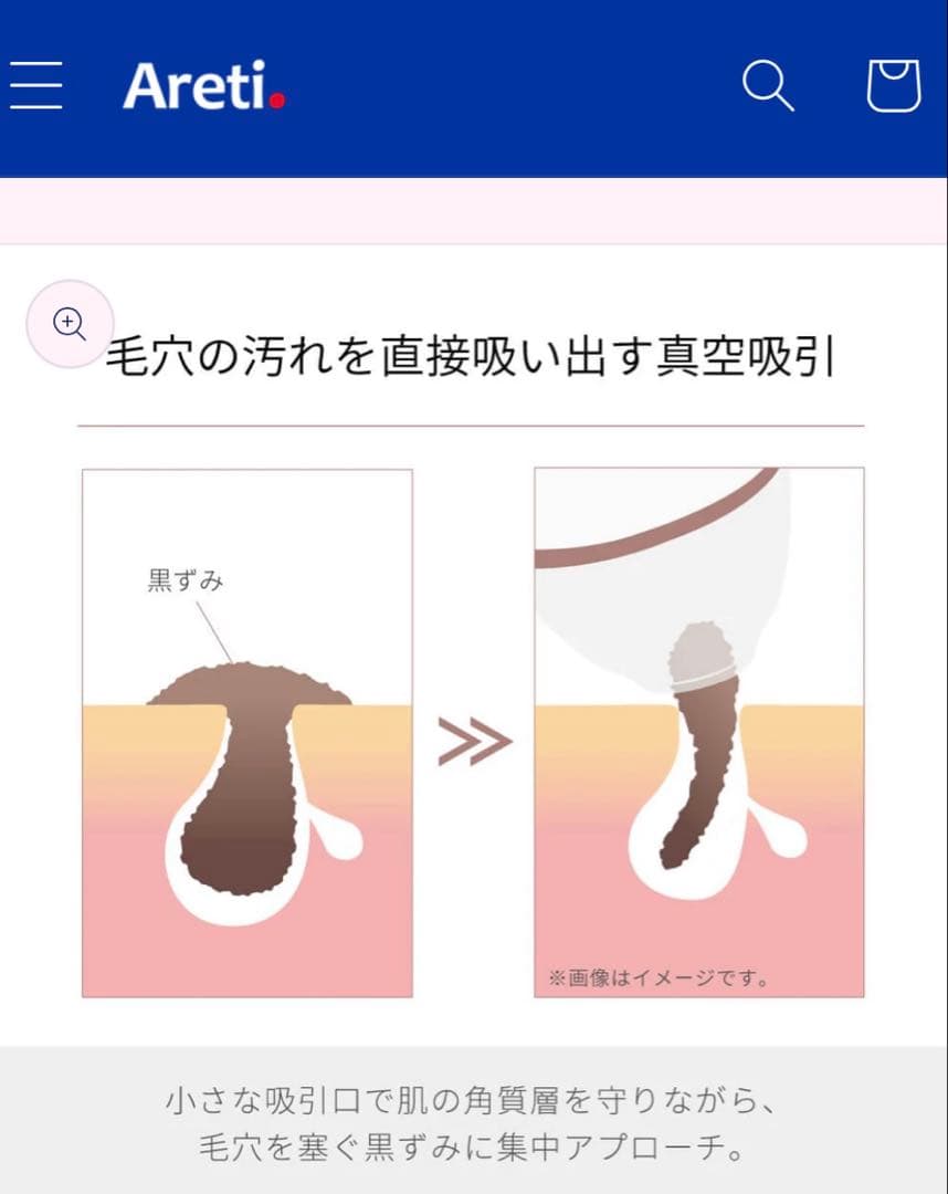 アレティ 毛穴吸引器 ホワイト　毛穴汚れ いちご鼻　黒ずみ　角栓
