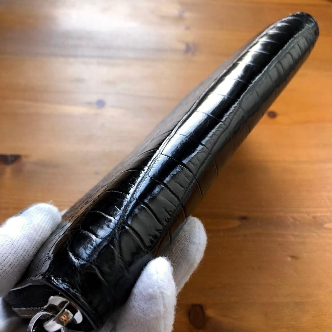 【クロコ1枚革】クロコダイル 最高級長財布 サイフ メンズ ワニ革 レザー