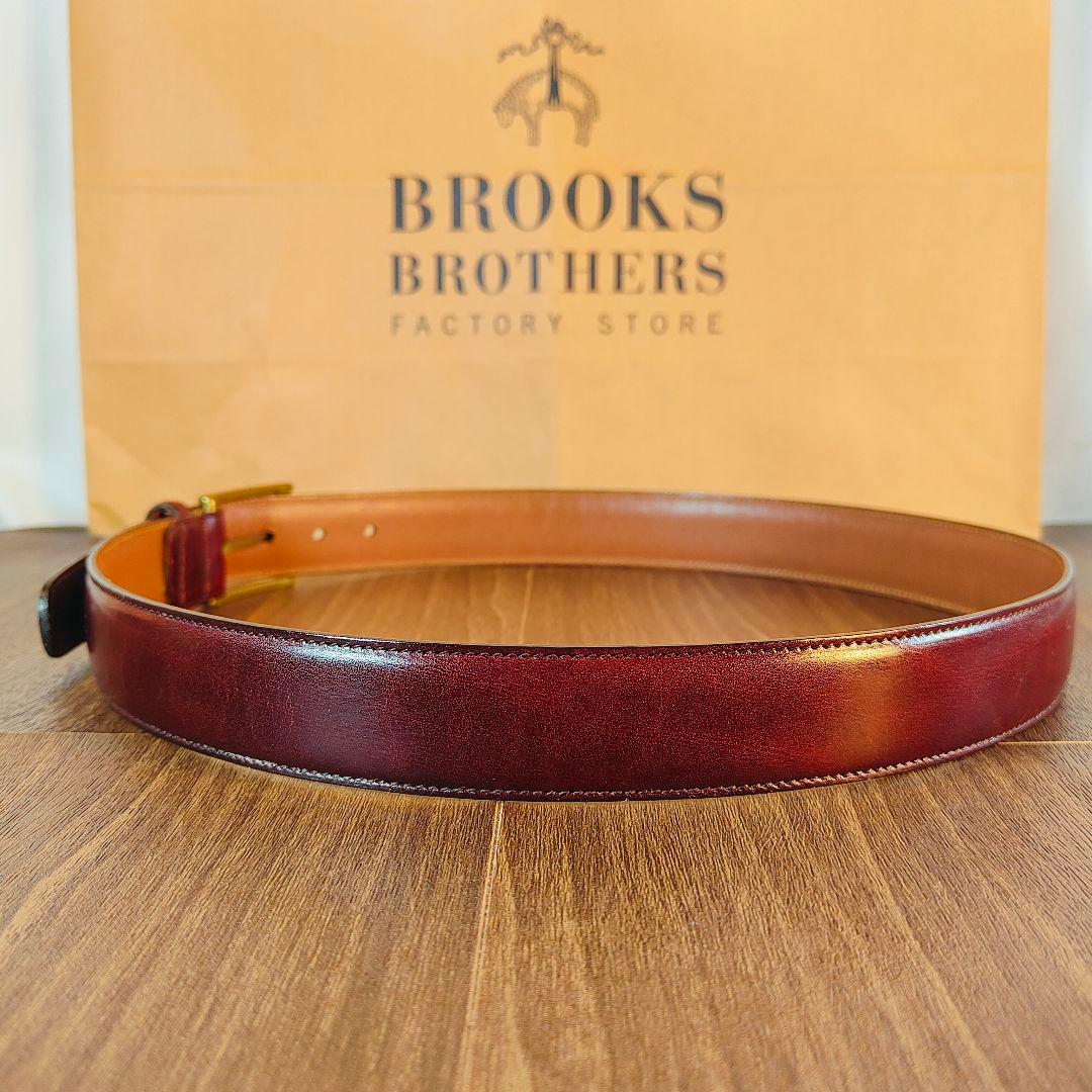 【Vintage USA製】ブルックスブラザーズ　高級艶バーガンディドレスベルト