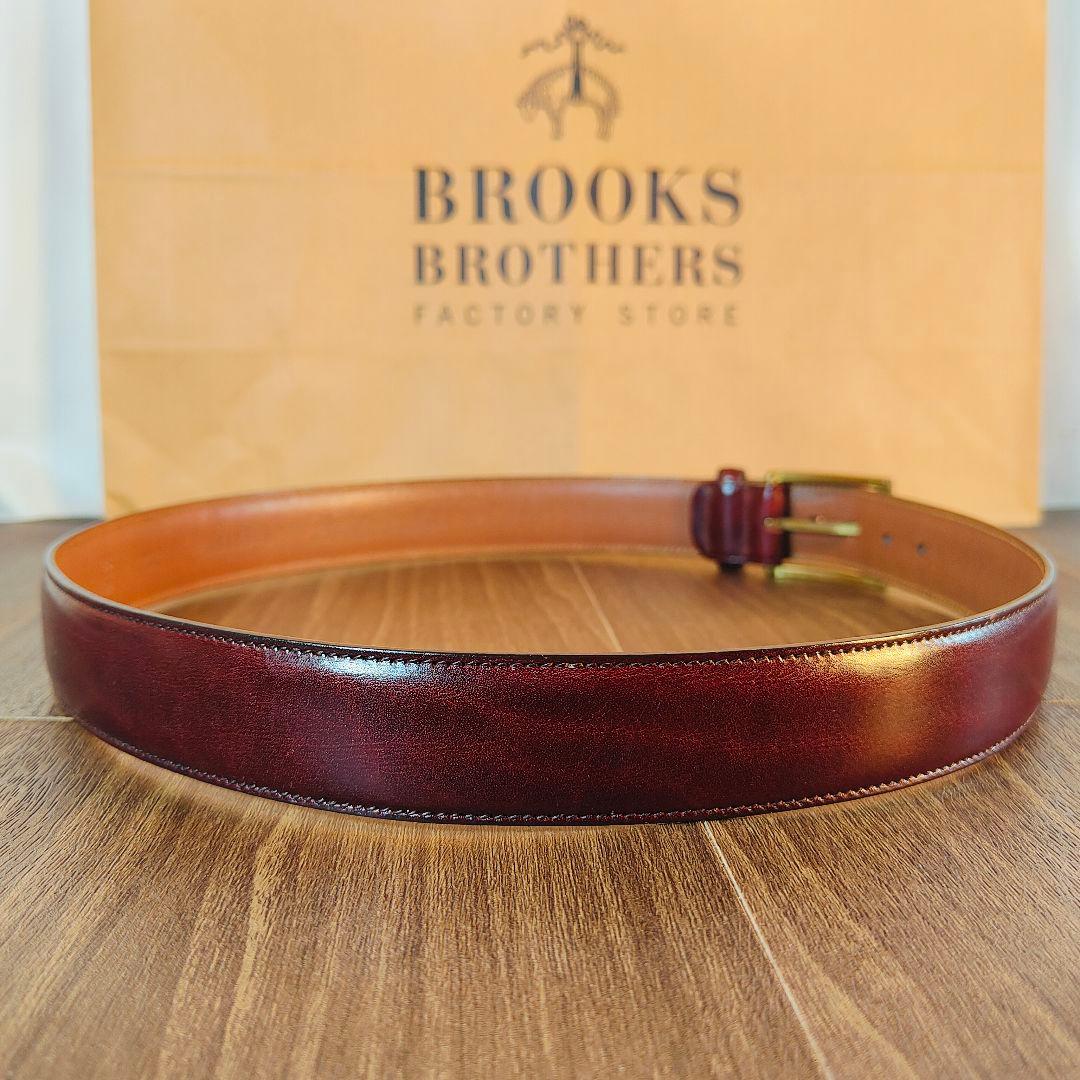 【Vintage USA製】ブルックスブラザーズ　高級艶バーガンディドレスベルト