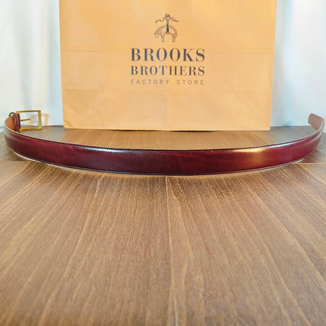 【Vintage USA製】ブルックスブラザーズ　高級艶バーガンディドレスベルト
